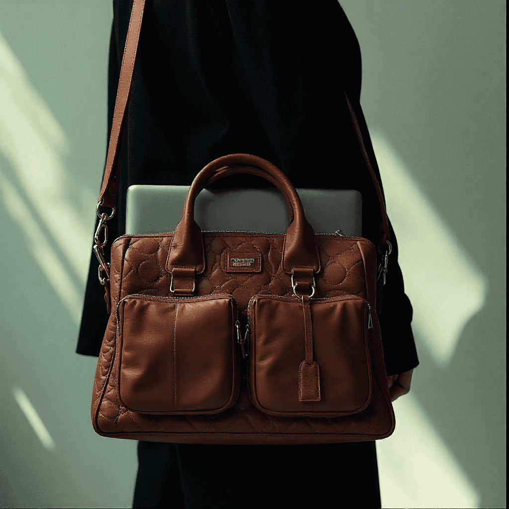 Structured handbag with laptop